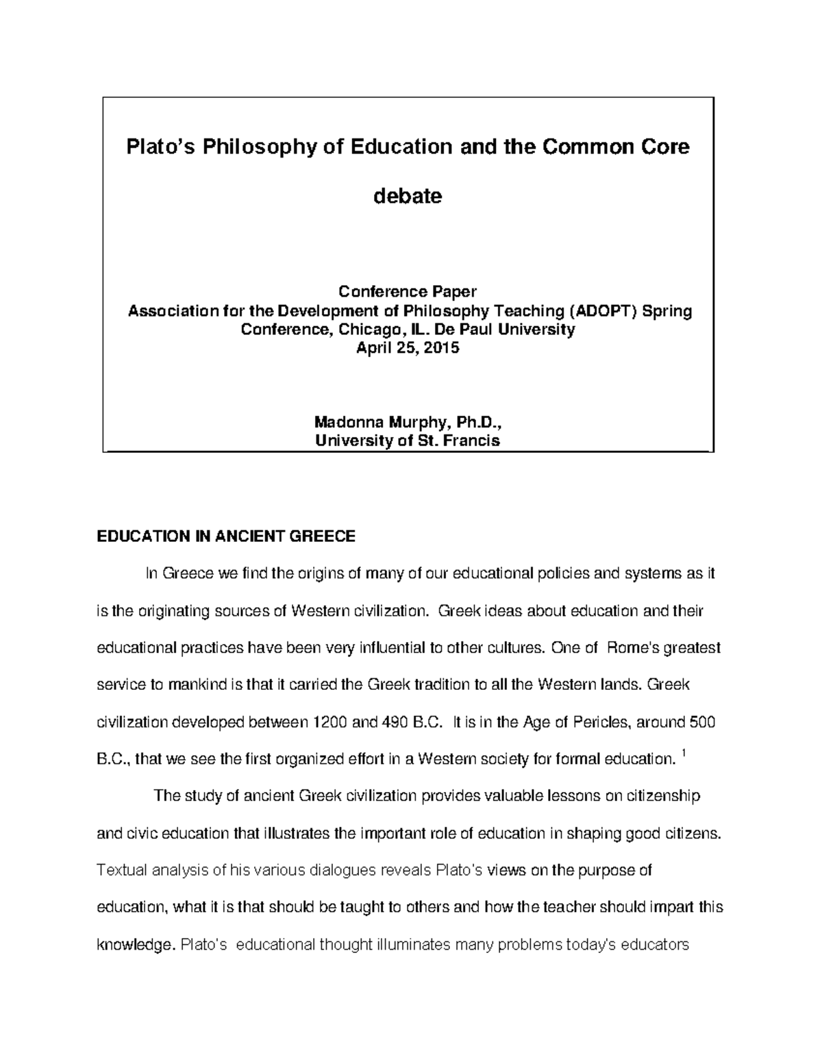 Plato theory of education Plato’s Philosophy of Education and the