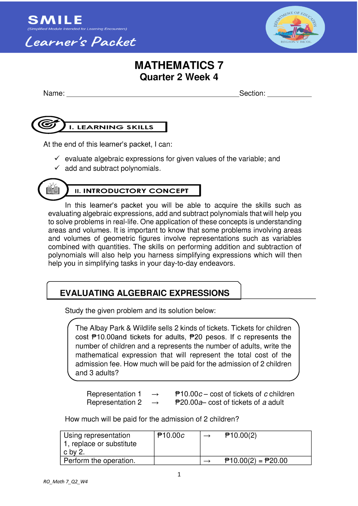 Math 7 Q2 LAS W4 - Kjbkbk - BSEd-Mathematics - Studocu