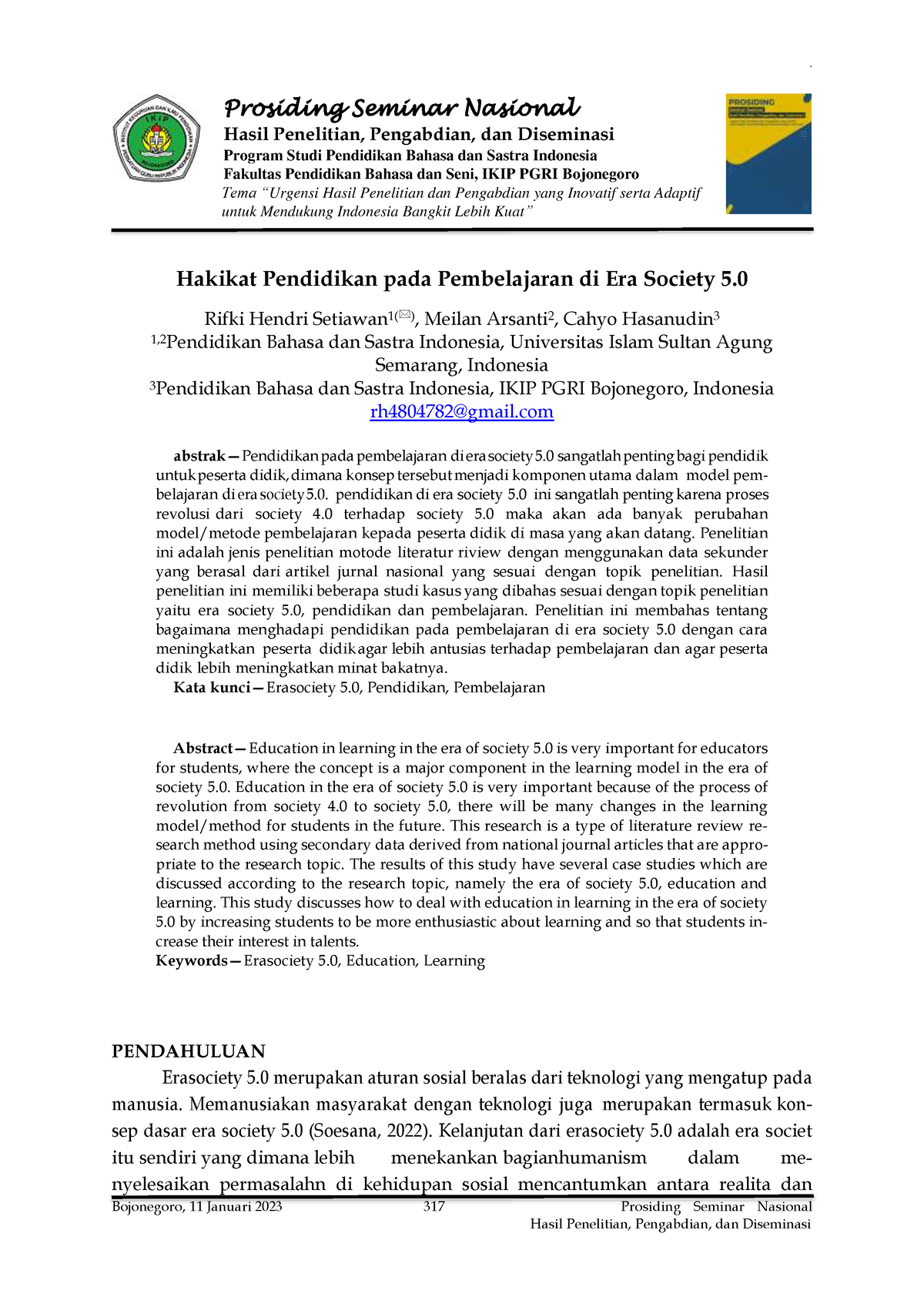 1531 3959 1 PB - Artikel Hakekat Pendidikan - Bojonegoro, 11 Januari ...