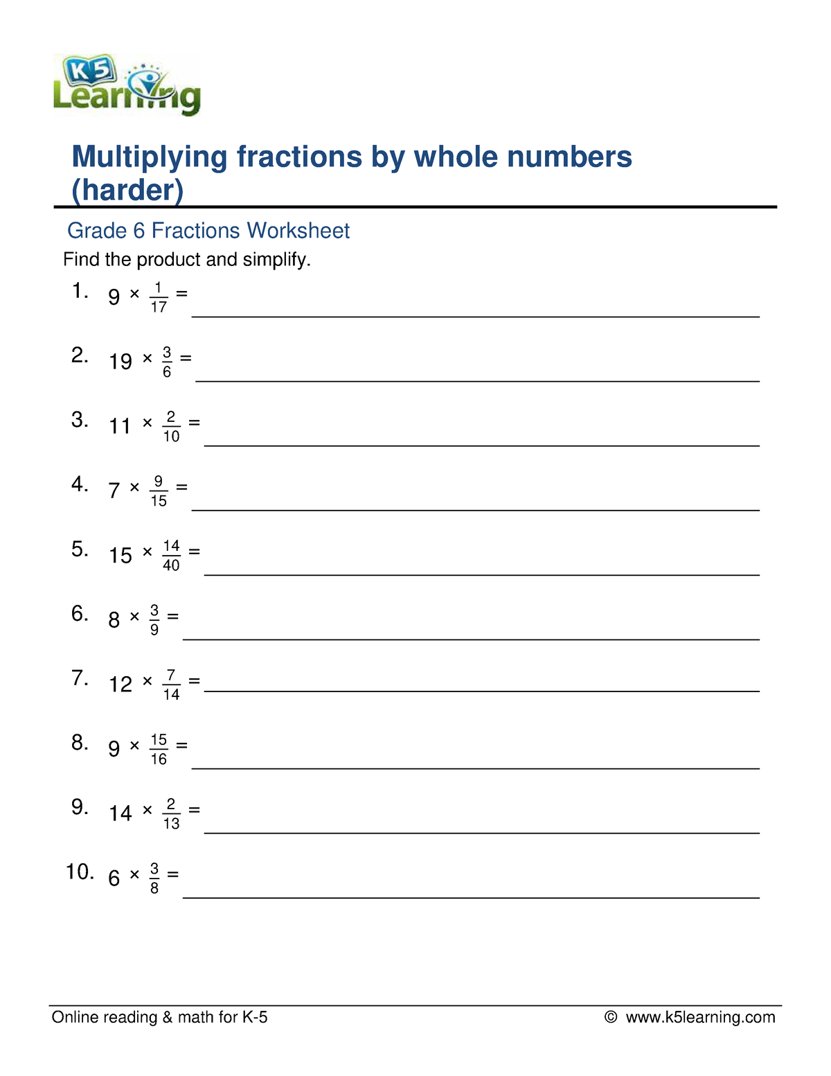 Math1 - practice questions - Online reading & math for K-5 © k5learning ...