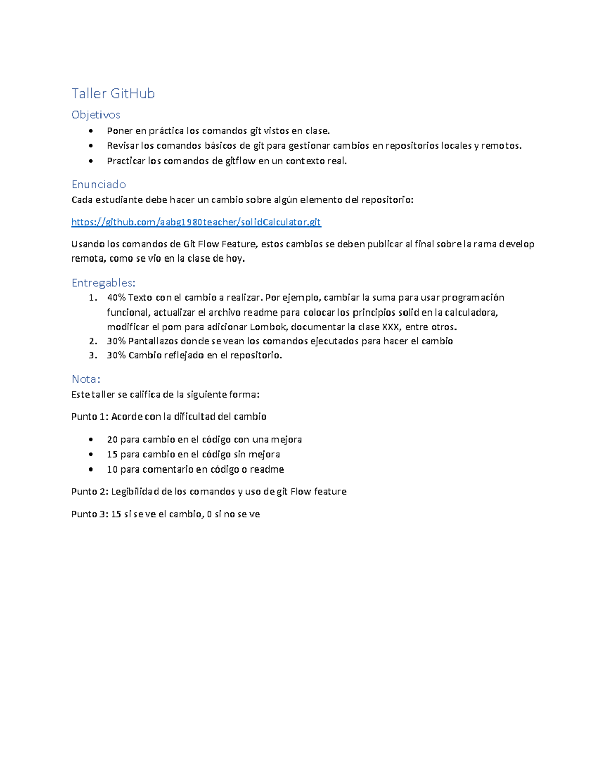 Taller Git Hub - 6try7i - Taller GitHub Objetivos Poner en práctica los ...