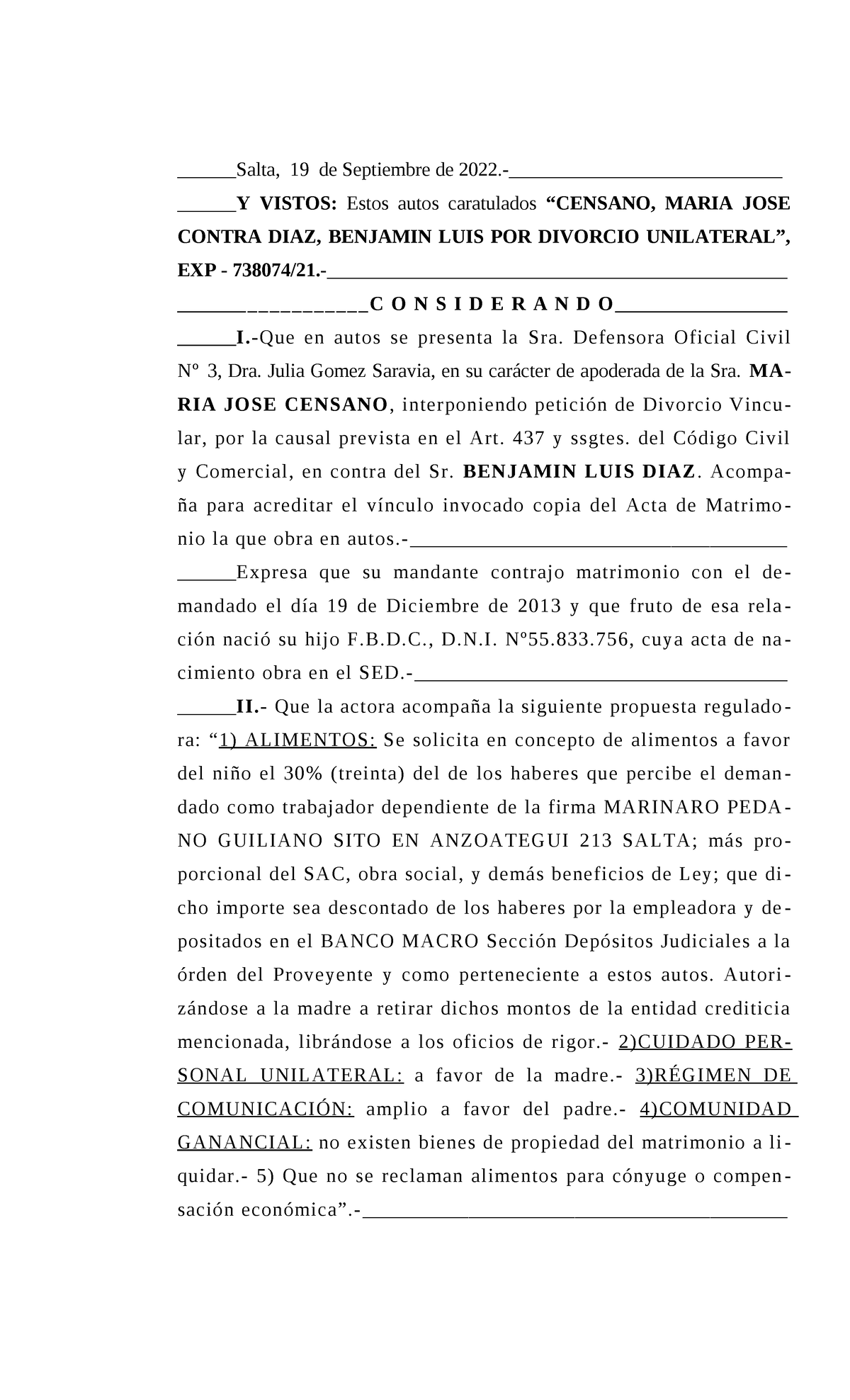 Sentencia divorcio - ooooooooooooooooooooo - Salta, 19 de Septiembre de ...