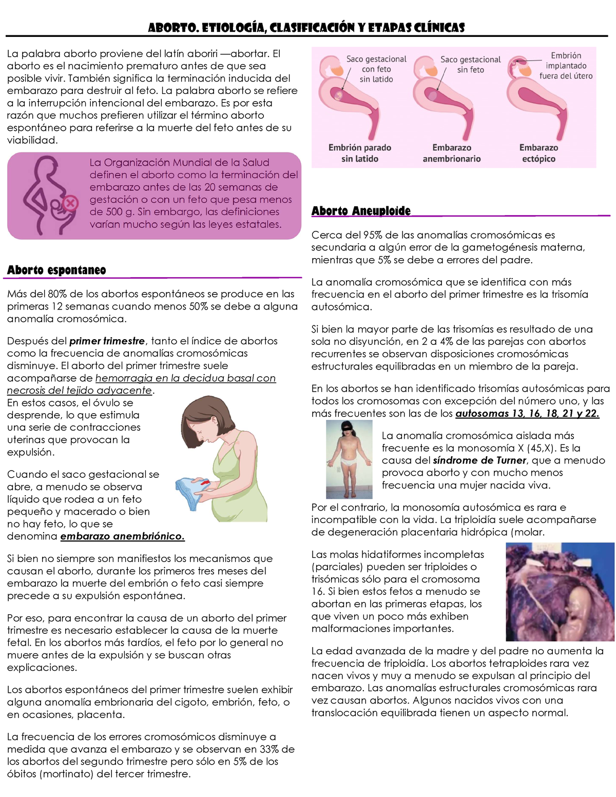 Aborto - Etiología, Clasificación y Etapas Clínicas La palabra aborto ...