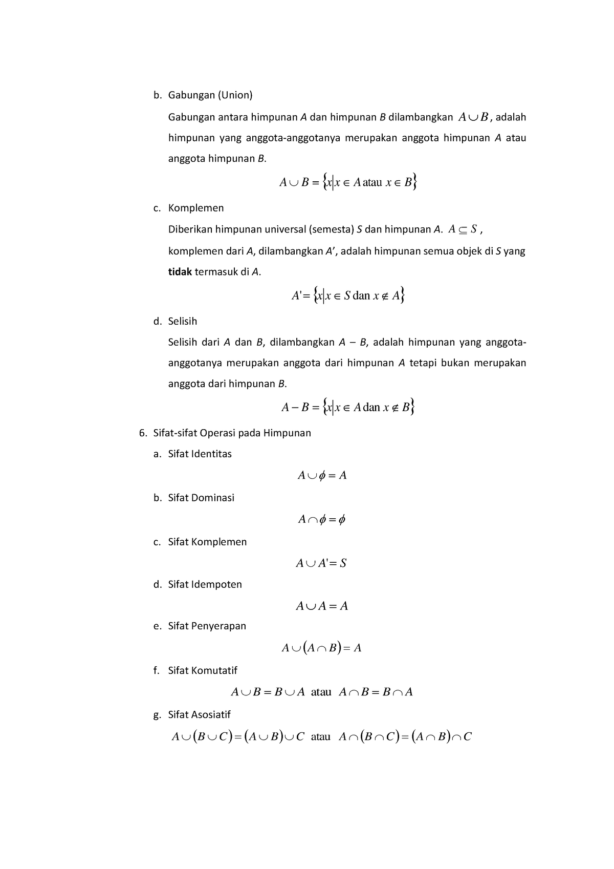 Catatan Matematika Dasar Bagian 8 - B. Gabungan (Union) Gabungan Antara ...