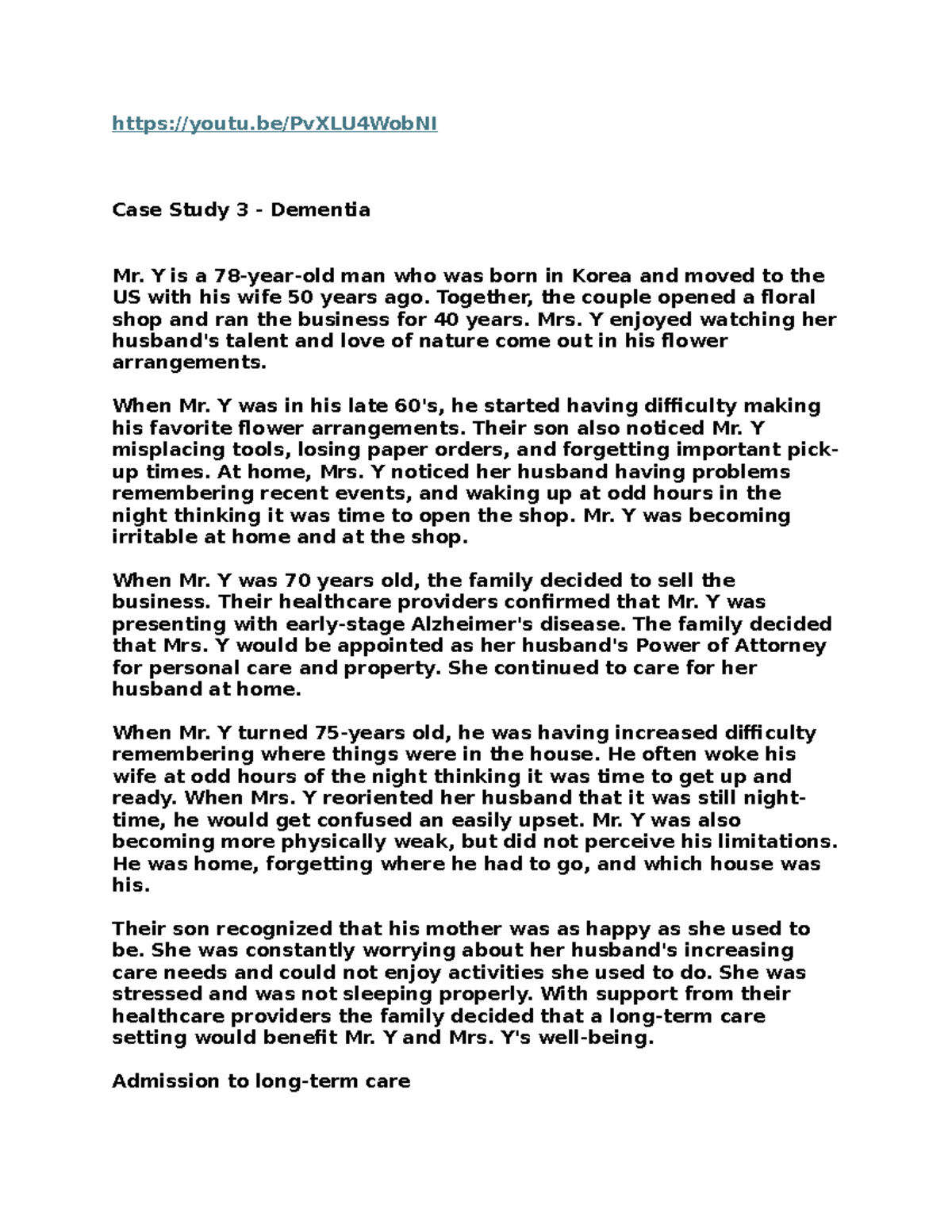 Case study for Makeup class 107 youtu/PvXLU4WobNI Case Study 3