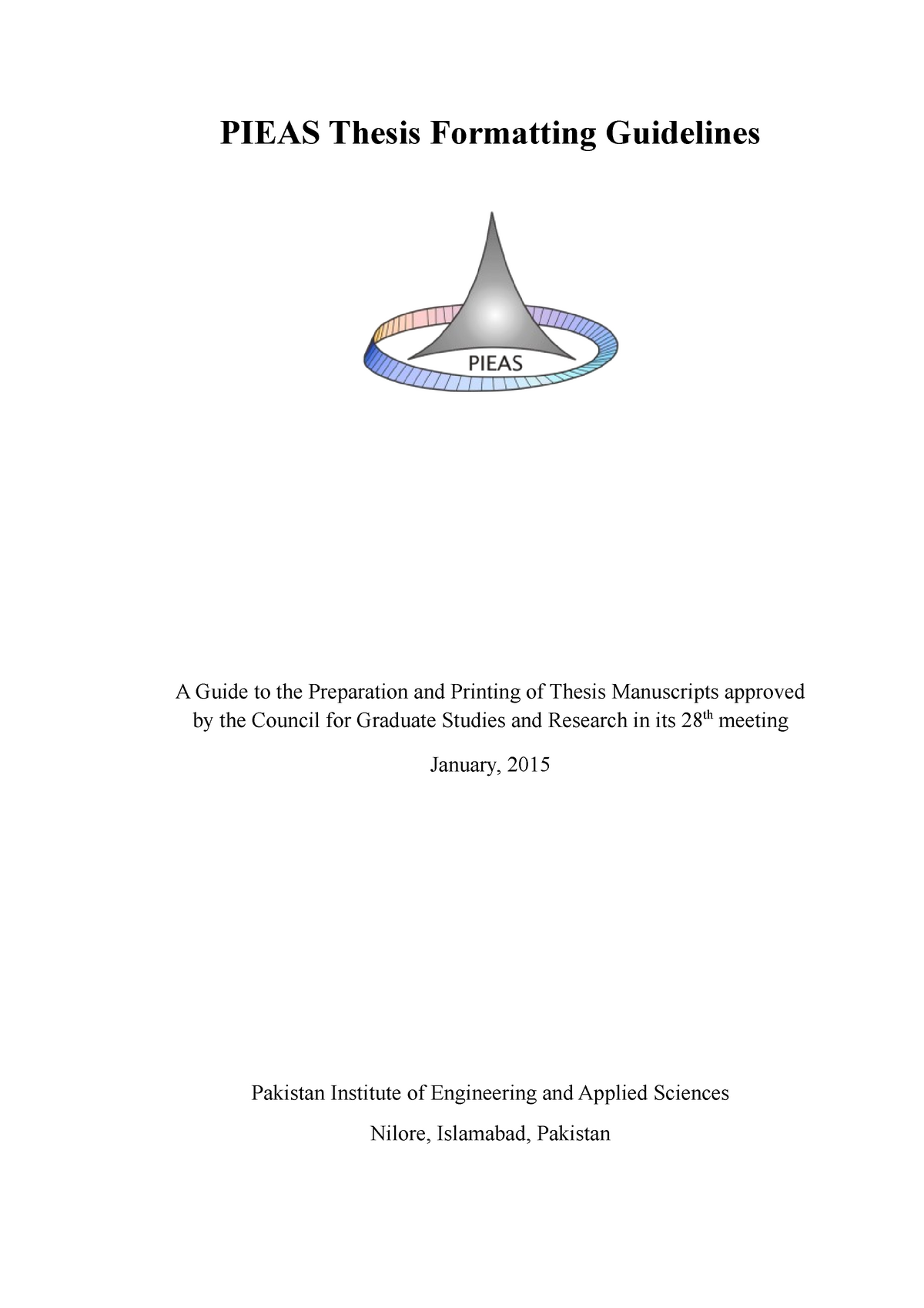 Pieas Thesis Formatting Guidelines (draft 1 - PIEAS Thesis Formatting ...