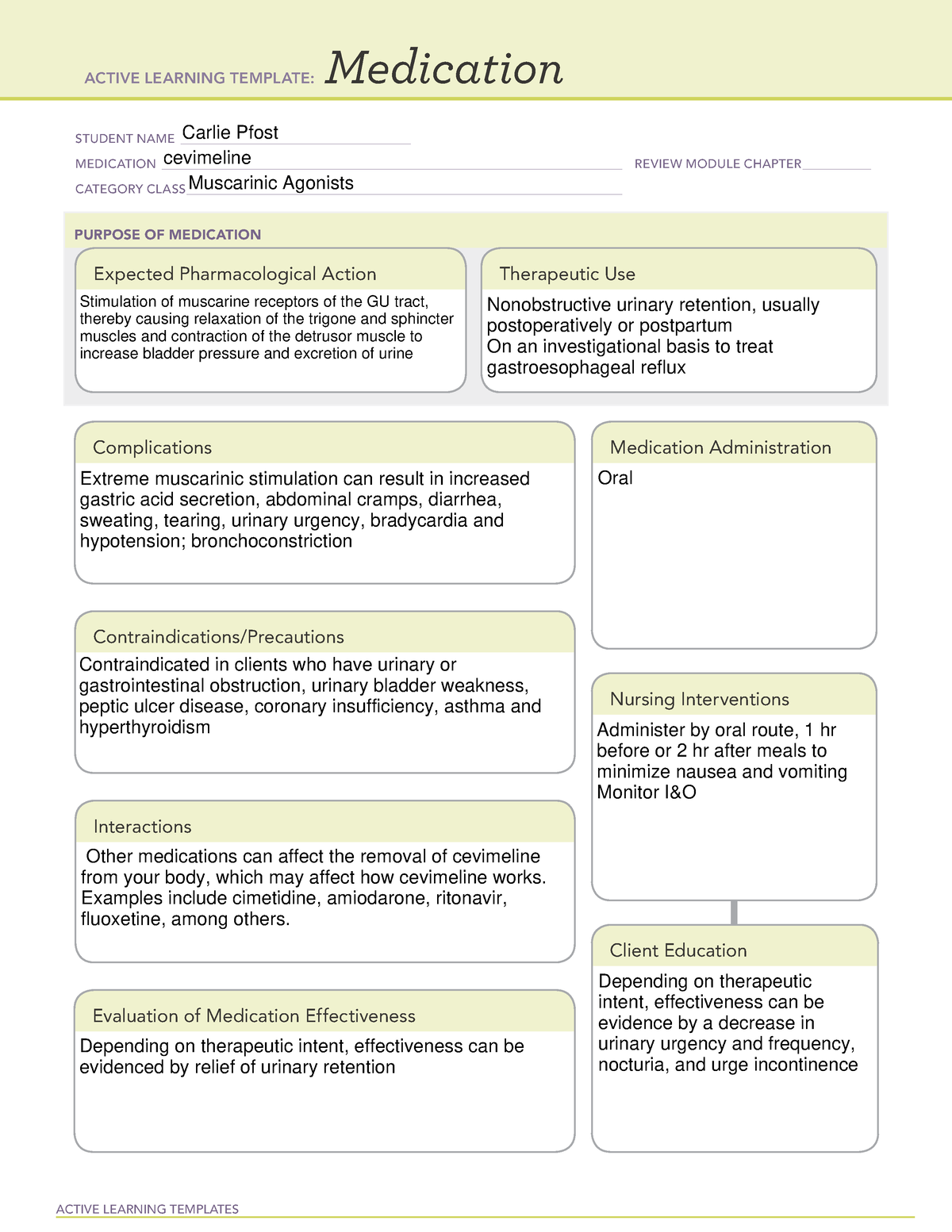Medication template 9 ACTIVE LEARNING TEMPLATES Medication STUDENT