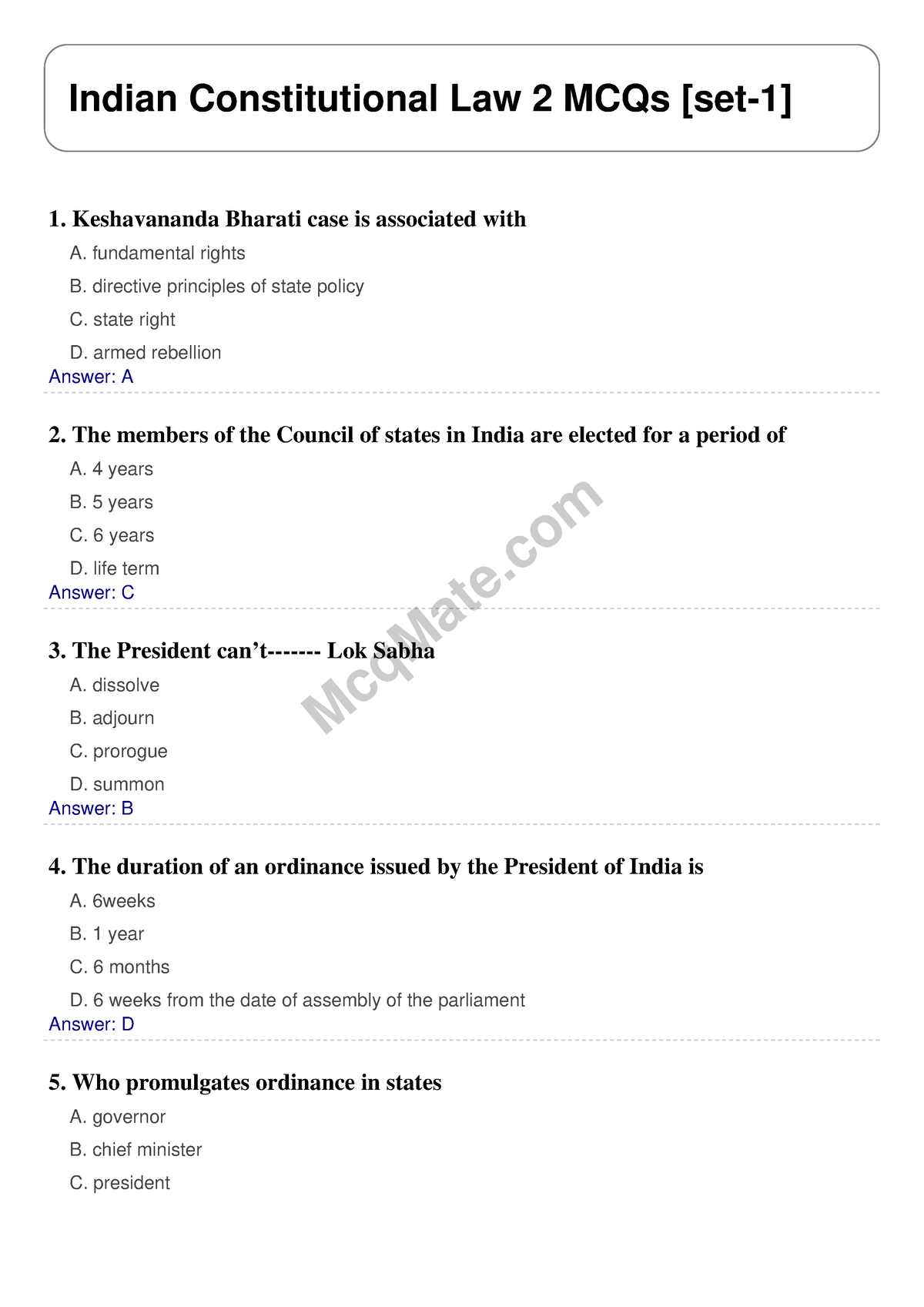 Indian-constitutional-law-2-set-1 Mcqmate - McqMate Indian ...