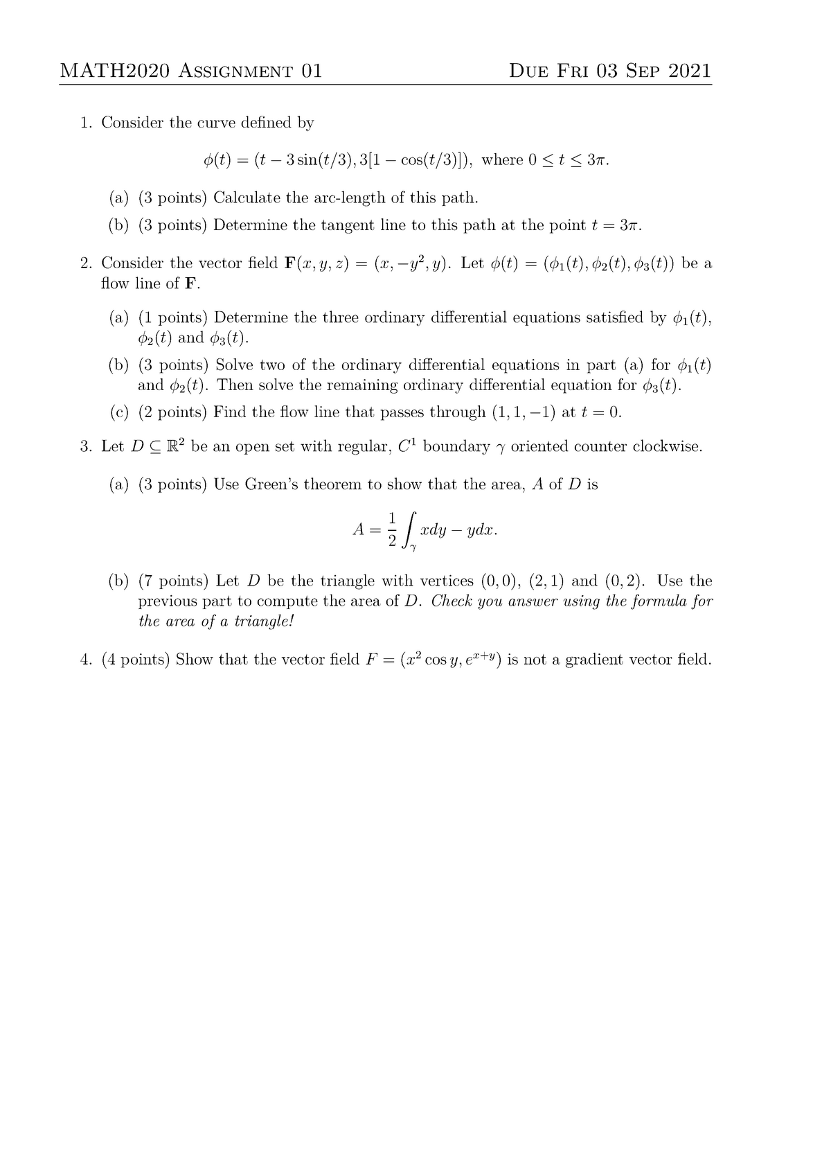 2021 Assignment 01 Aaa - Math2020 Assignment 01 Due Fri 03 Sep 2021 