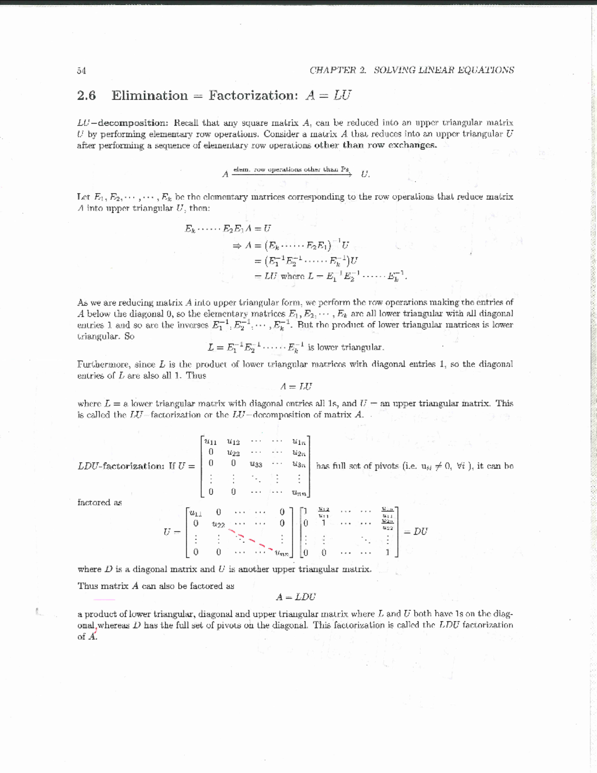 Sec 2.6 - 2.7 Linear Algebra - 54 CHAPTER 2. SOLVING LINEAR EQUATIONS 2 ...