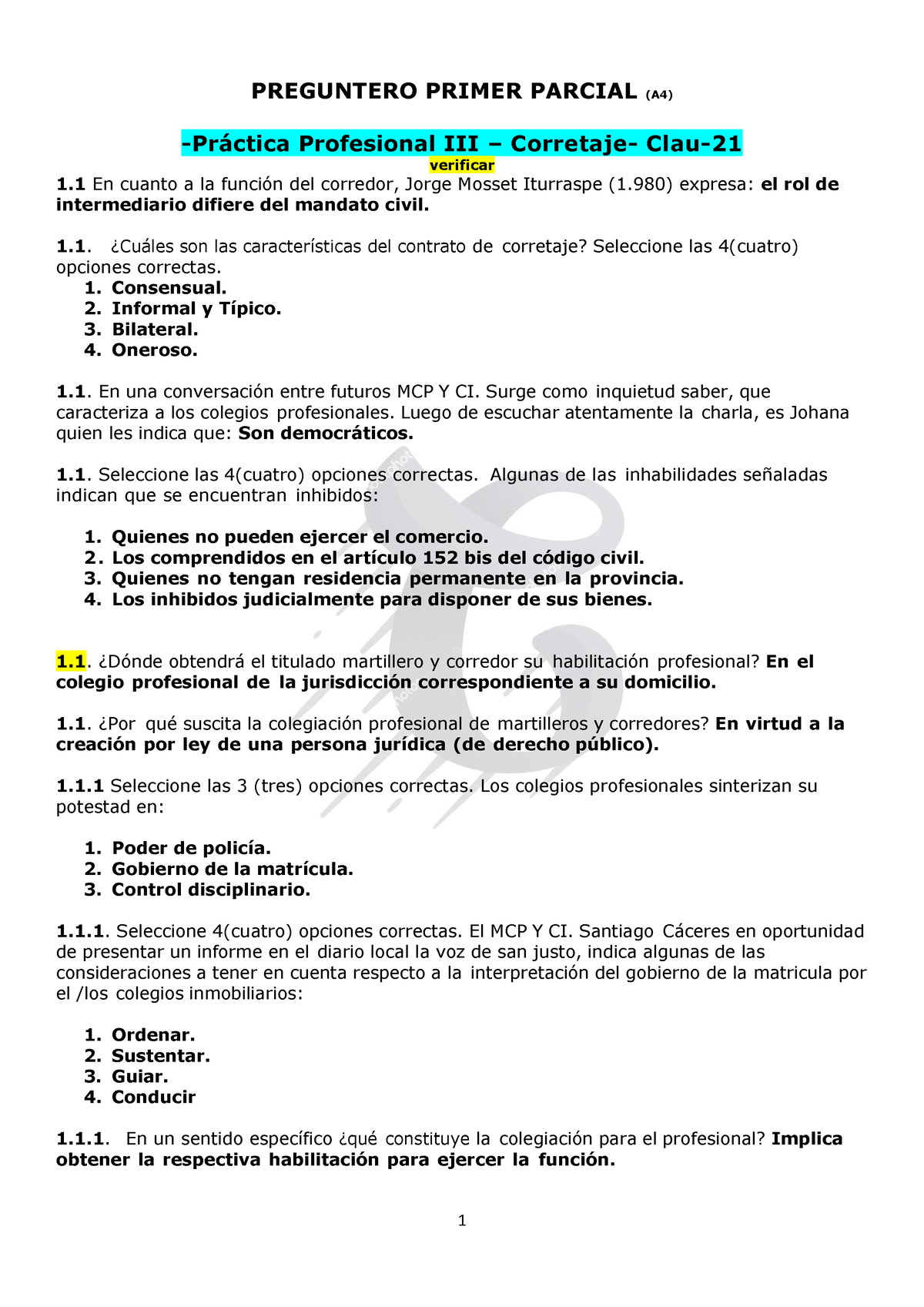 Preguntero Primer Parcial PP3- Clau-21 - PREGUNTERO PRIMER PARCIAL (A4 ...