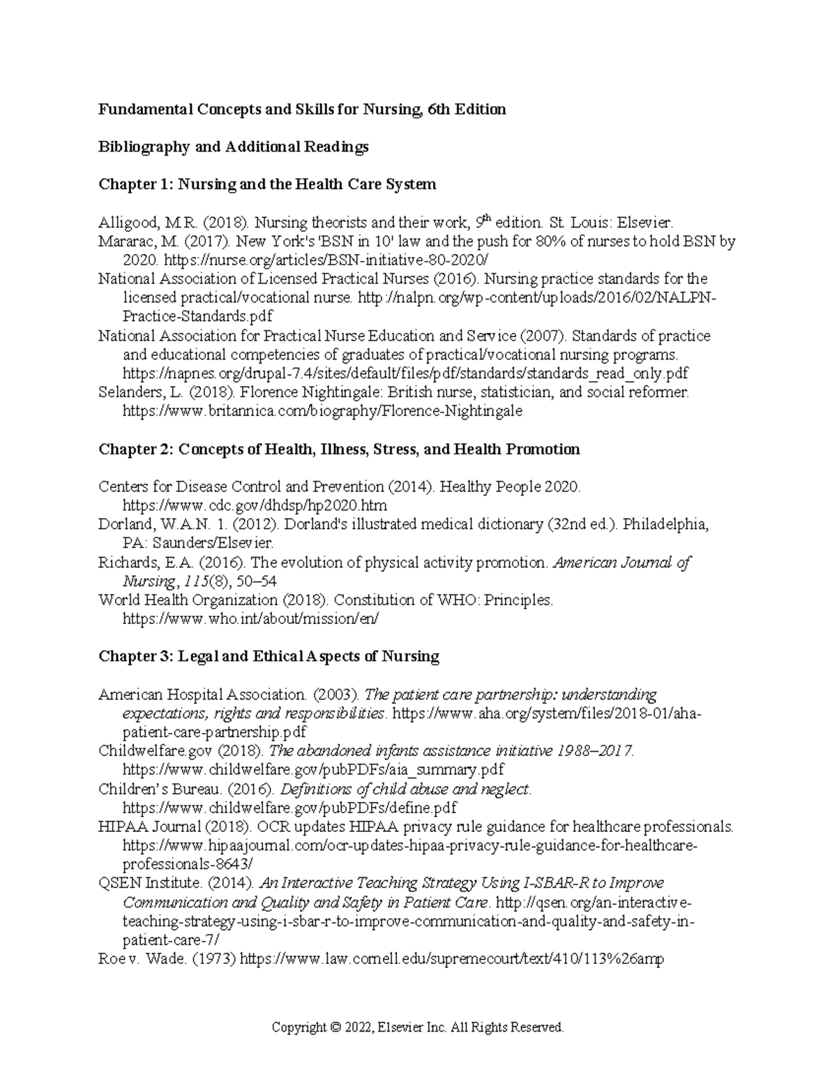 Bibliography - read over - Fundamental Concepts and Skills for Nursing ...