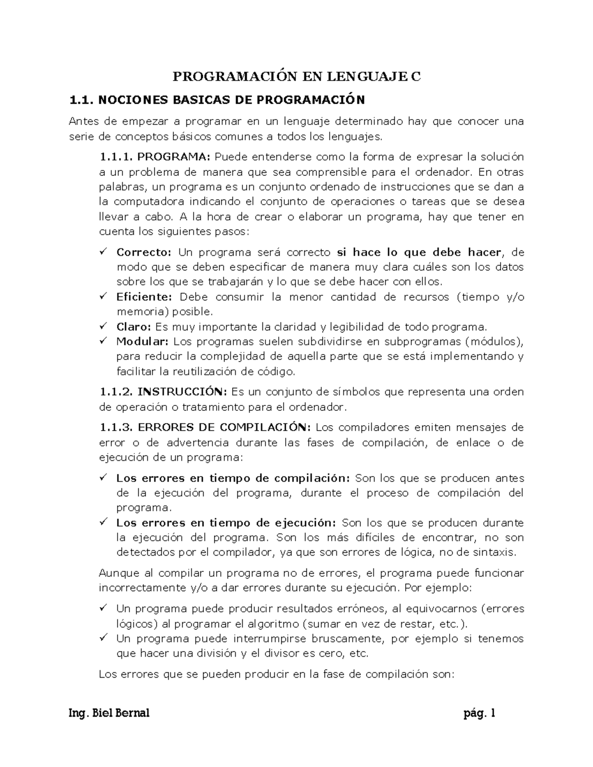 TEMA N°2 Estructura DEL C - PROGRAMACI”N EN LENGUAJE C 1. NOCIONES ...