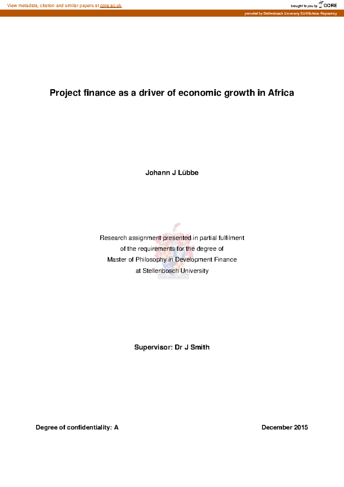 Sample Research - Project finance as a driver of economic growth in ...