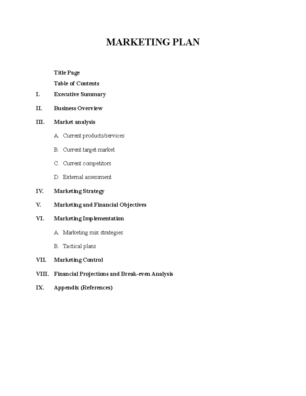 Lucia Marketing PLAN 250 - MARKETING PLAN Title Page Table of Contents ...