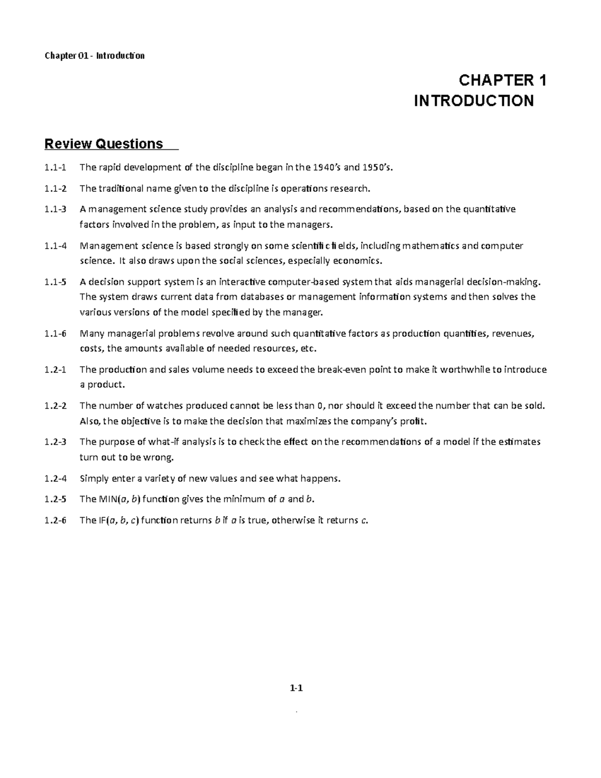 Chapter 1 - Key MS - CHAPTER 1 INTRODUCTION Review Questions 1-1 The ...