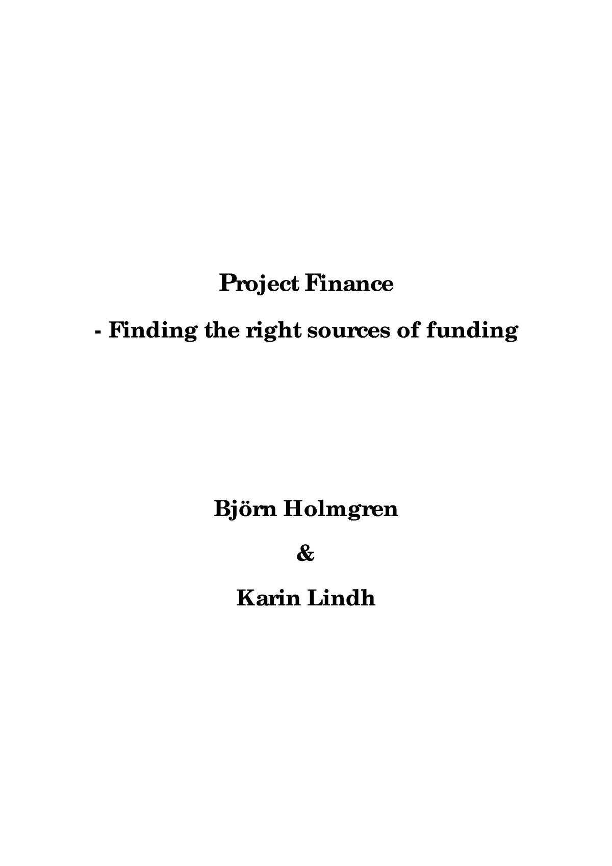 thesis on project finance