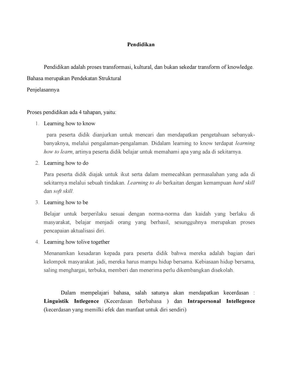 Pendidikan - Pendidikan Pendidikan Adalah Proses Transformasi, Kultural ...