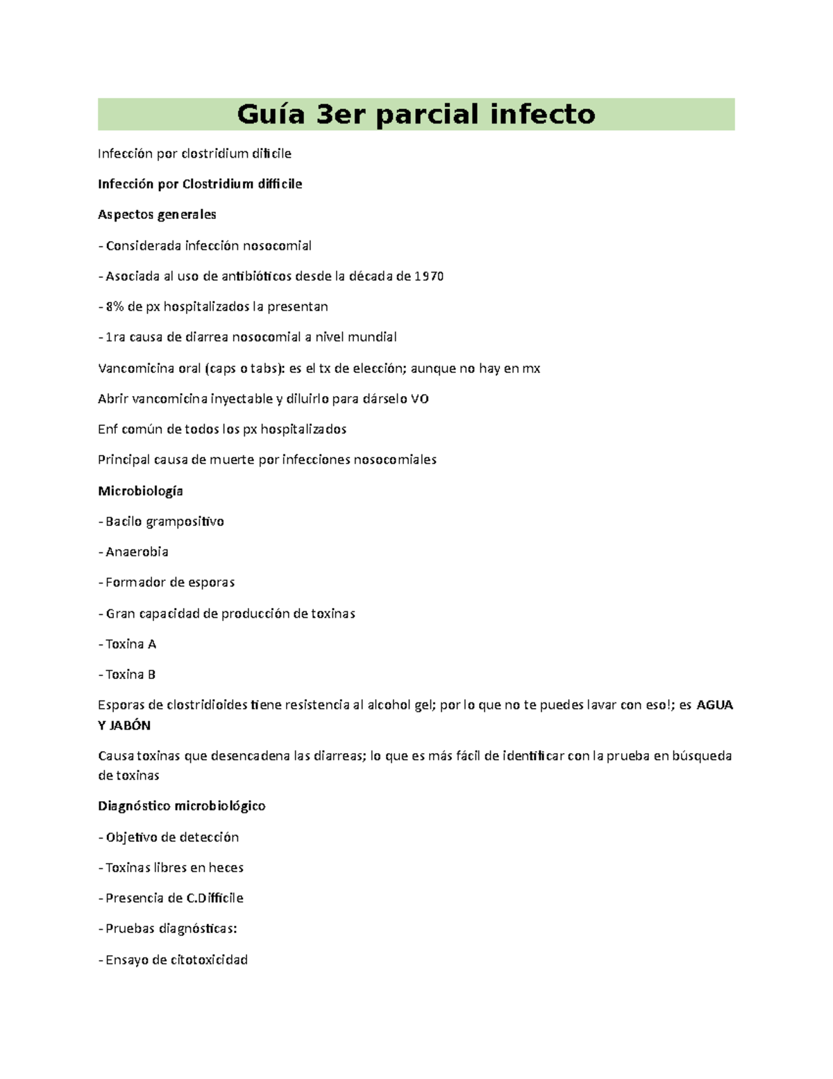 Guía 3er parcial infecto - Guía 3er parcial infecto Infección por ...