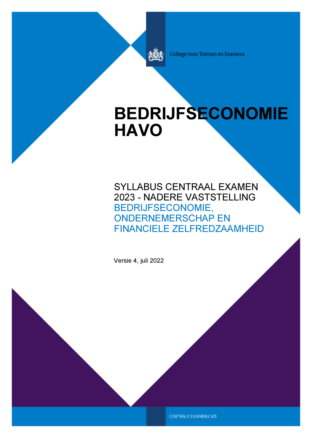 Syllabus Bedrijfseconomie Havo 2023 Versie 4 - BEDRIJFSECONOMIE HAVO ...