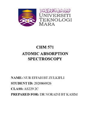 Lab Report Chm 260 Exp2 - UNIVERSITI TEKNOLOGI MARA CHM 260 BASIC ...