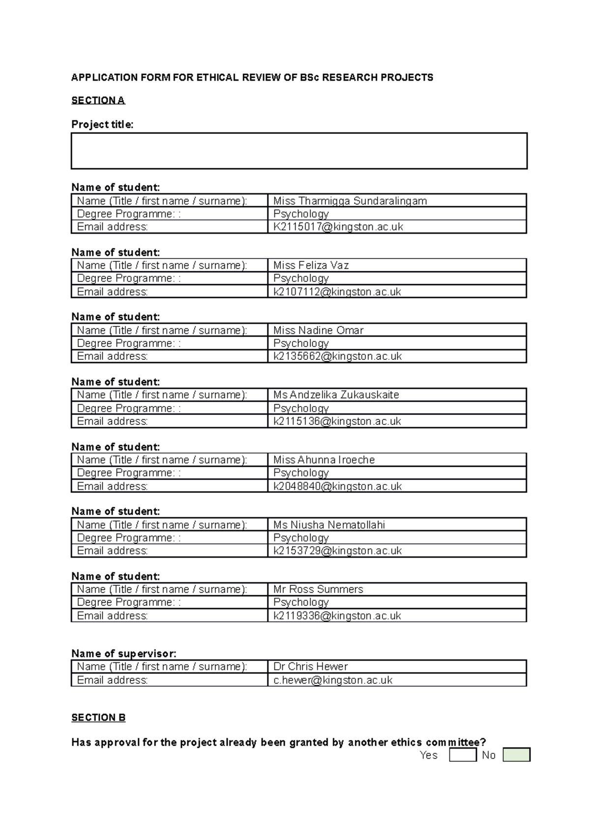 Ethics Application Form Copyy Copy - APPLICATION FORM FOR ETHICAL ...