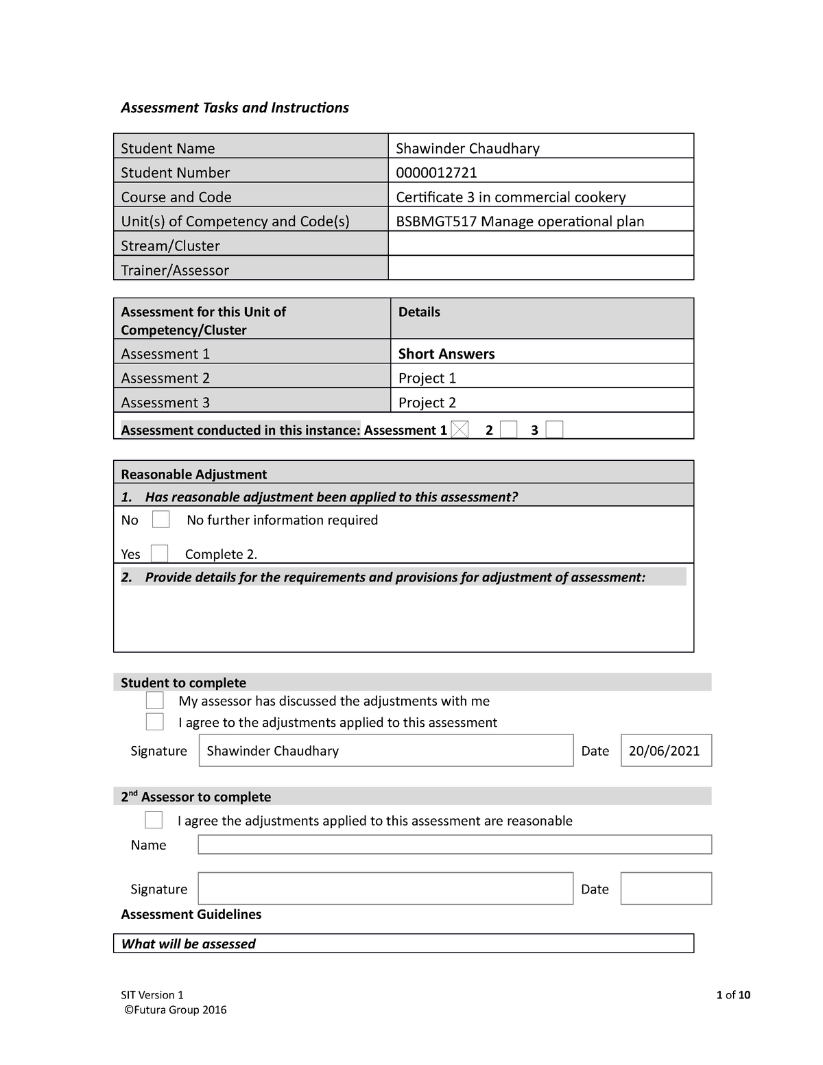 Bsbmgt 517 Assessment 1 -Short Answer - Assessment Tasks And ...