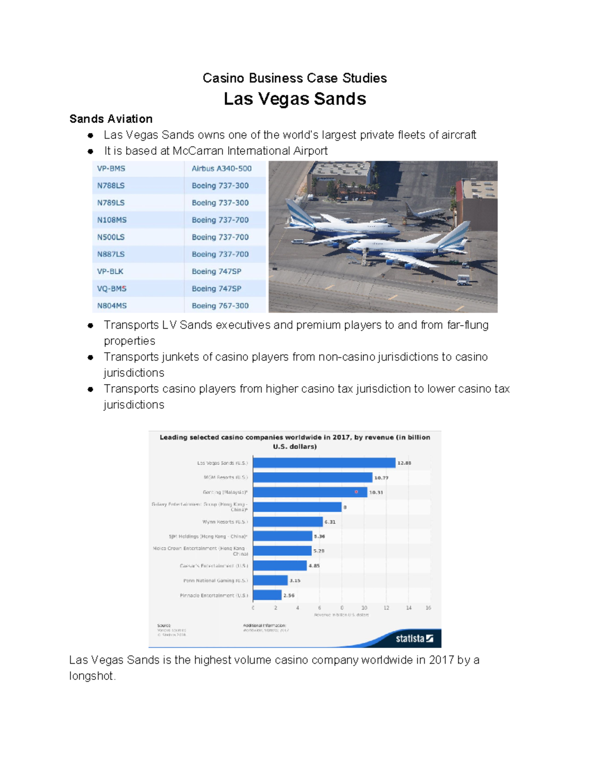Week 12 Las Vegas Sands Case Study Casino Business Case Studies Las