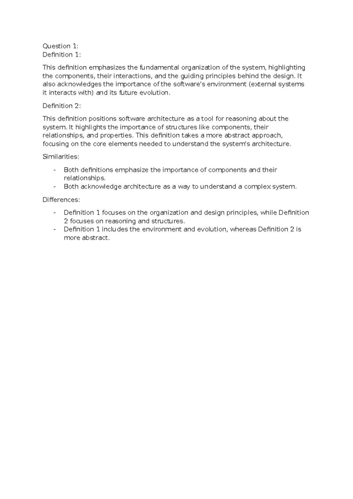 Tutorial 3 - Question 1: Definition 1: This definition emphasizes the ...