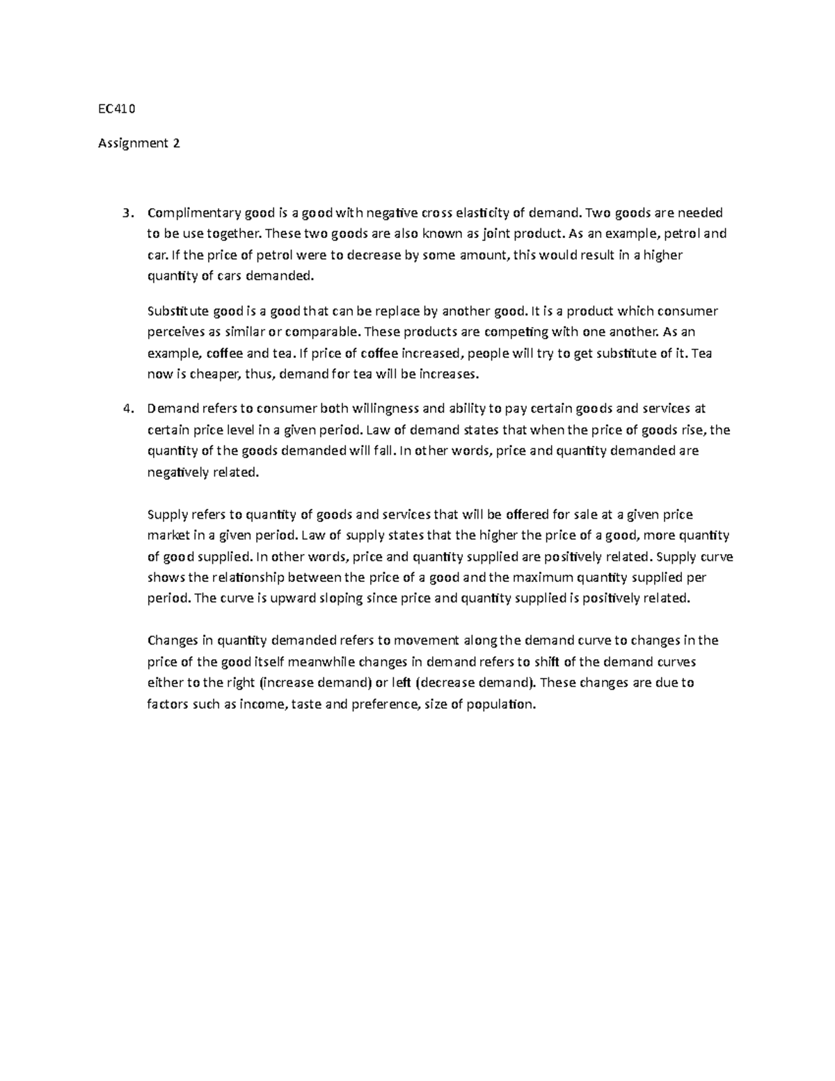 EC410 question 3&4 - Fundamentals of Economic - EC Assignment 2 ...