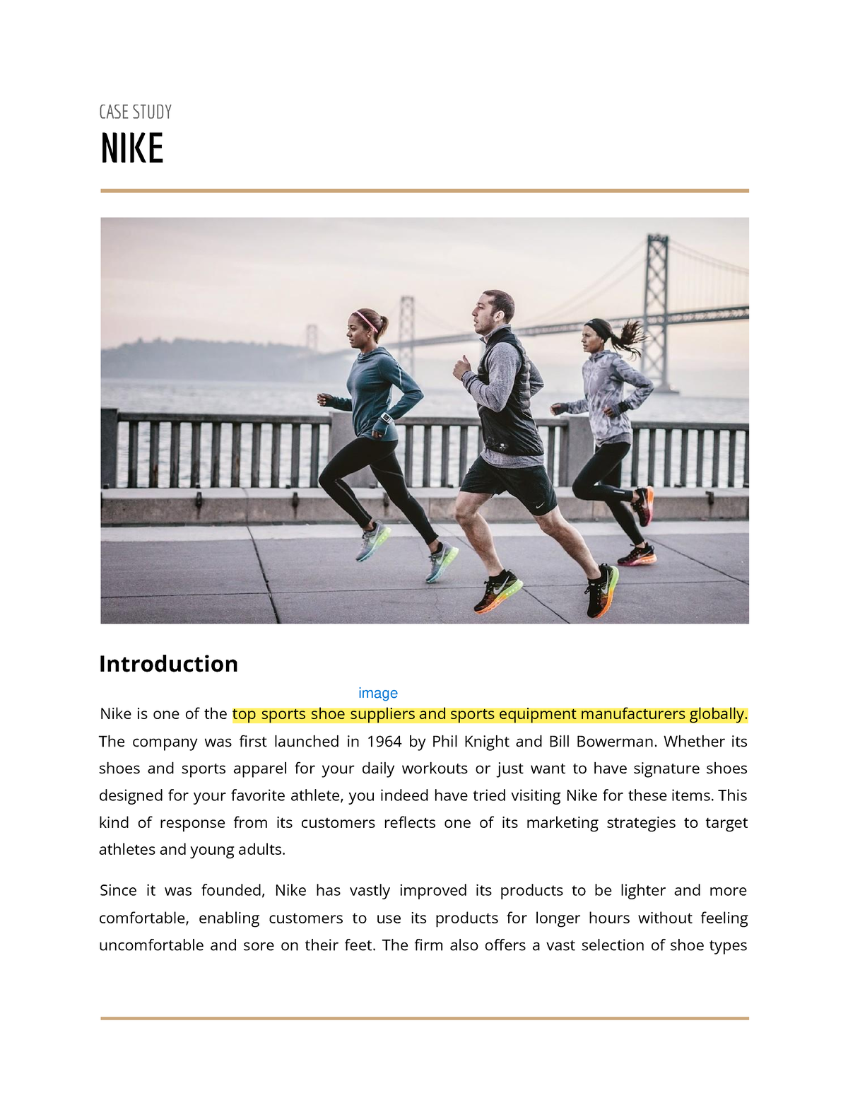 Case STDP Nike Chap 7 - ...... - CASE STUDY NIKE Introduction Nike Is ...