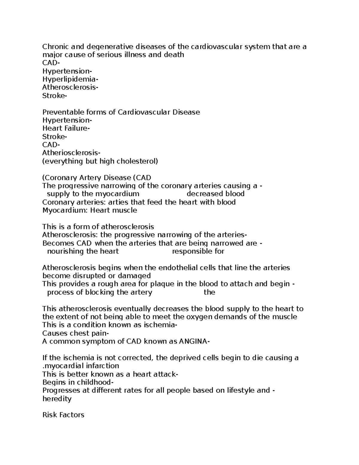 Cardiovascular Disease - Chronic and degenerative diseases of the ...