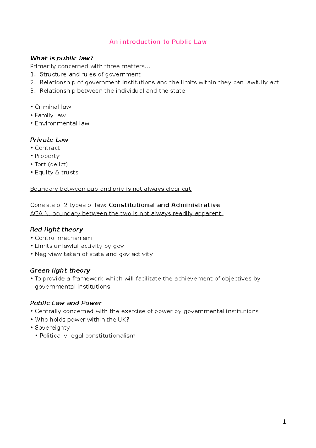 PUBLIC LAW I- Sources of Power - An introduction to Public Law What is ...