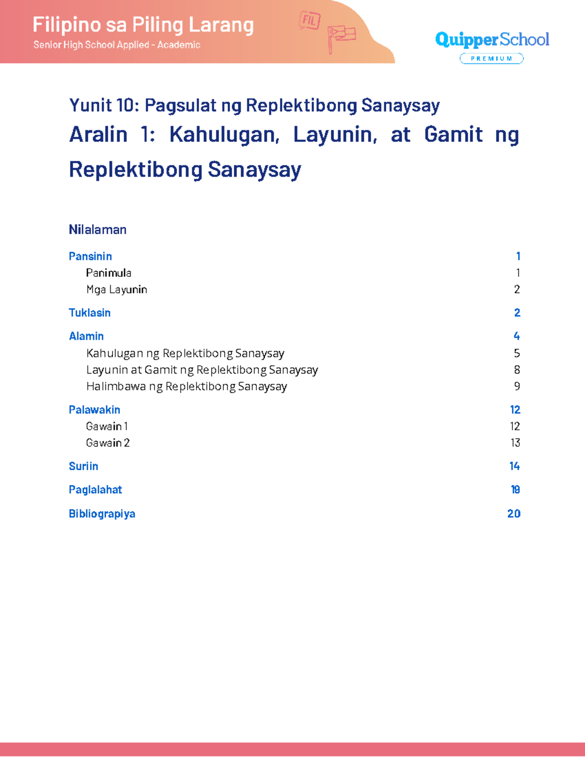 Sg Fpl Q Kahulugan Layunin At Gamit Ng Replektibong Sanaysay Yunit Pagsulat Ng