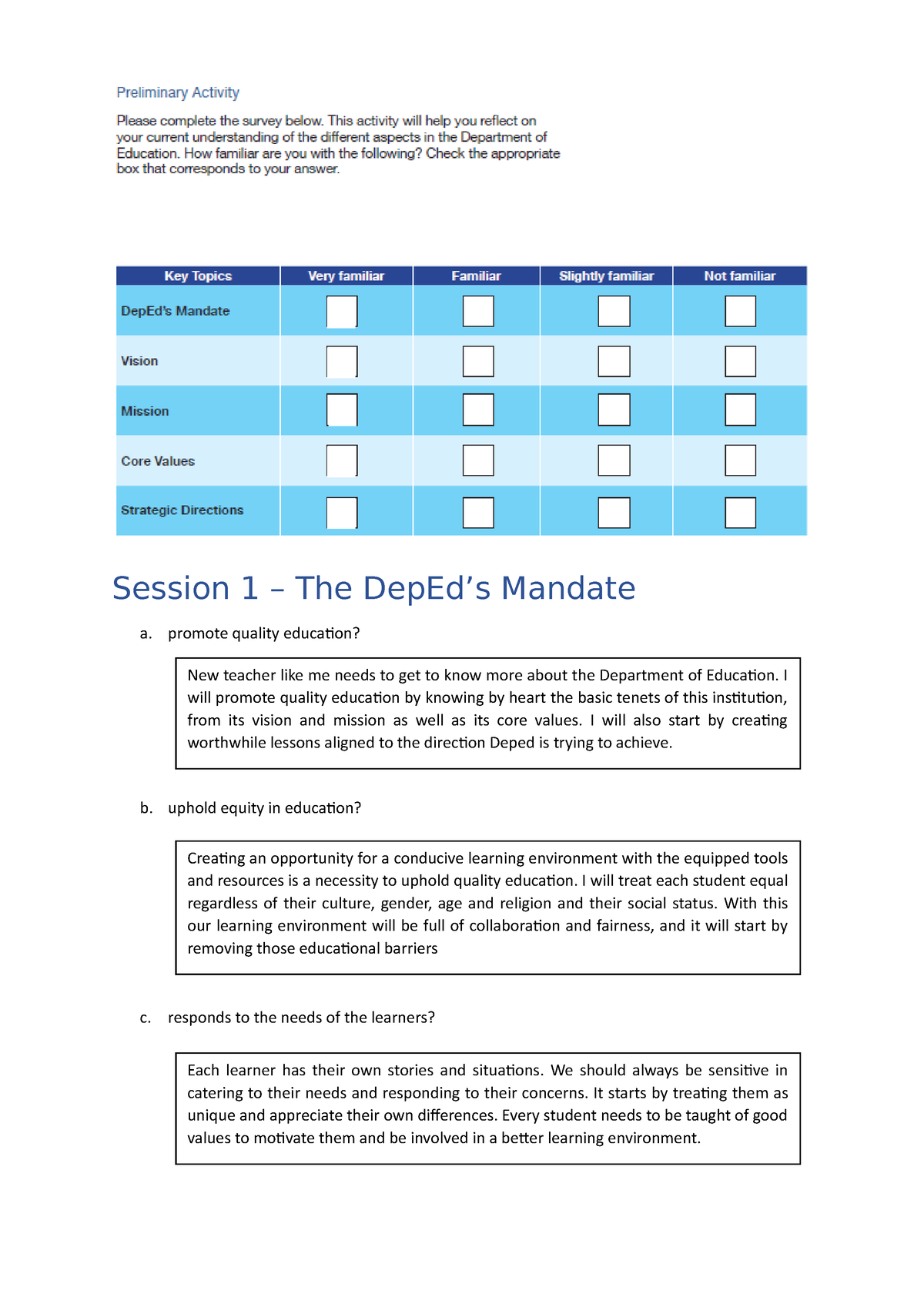 INDUCTION PROGRAM BT Course 1 - Session 1 – The DepEd’s Mandate A ...