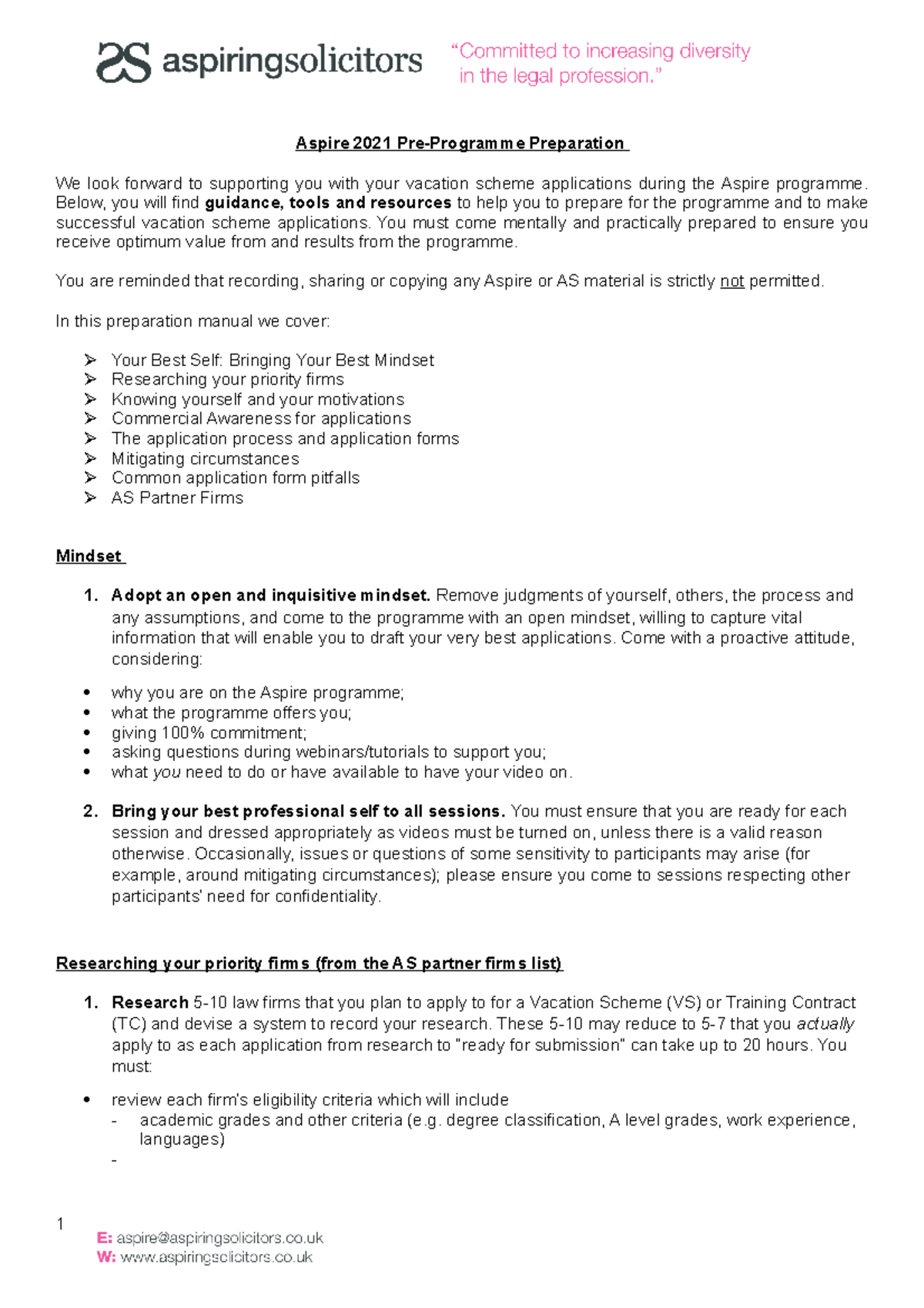 Aspire Preparation Requirements[ 99] of the constititonal abrevant of