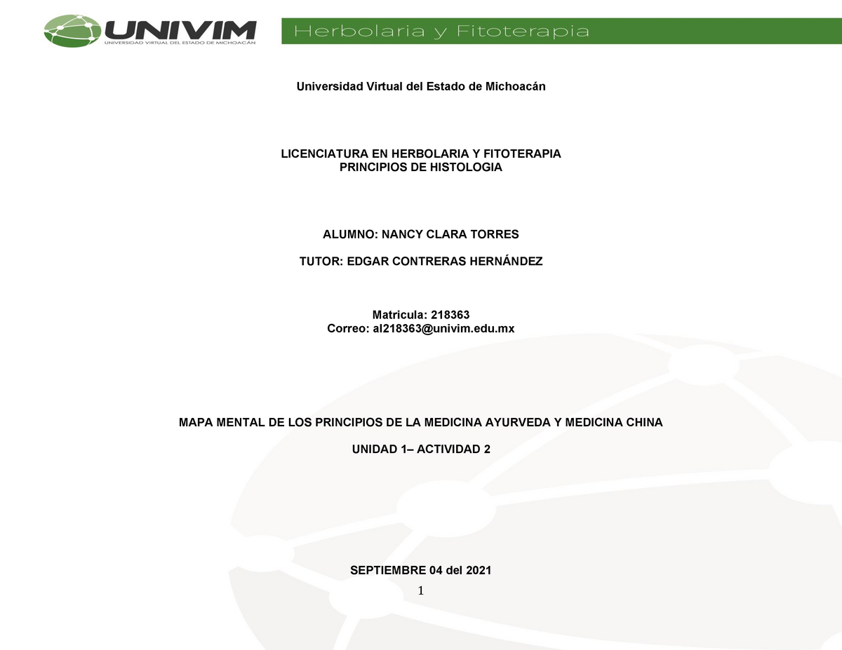 MAPA Mental Principios DE LA Medicina Ayurveda Y China - Universidad  Virtual del Estado de Michoacán - Studocu