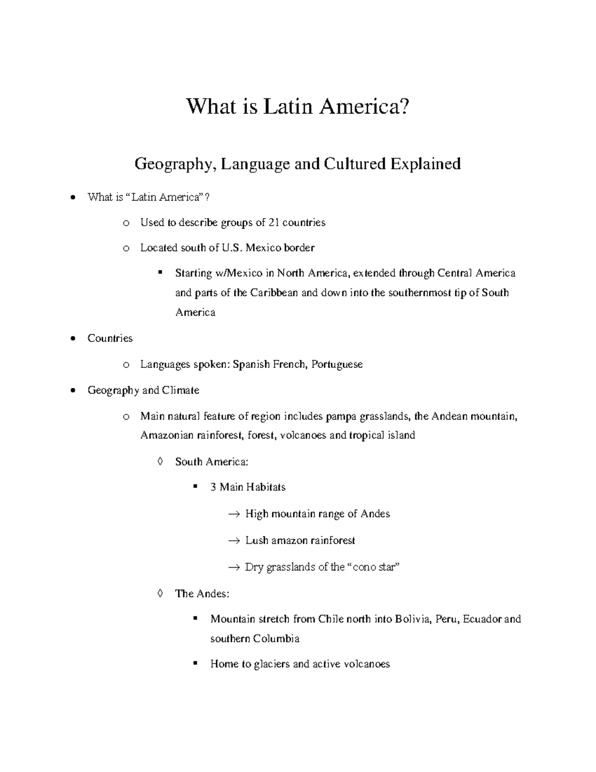 Latin America Lecture Notes 1 What Is Latin America Geography 