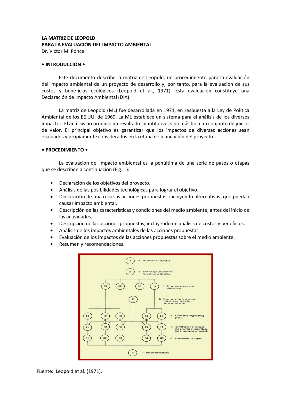 La Matriz De Leopold La Matriz De Leopold Para La EvaluaciÓn Del Impacto Ambiental Dr Victor 2128