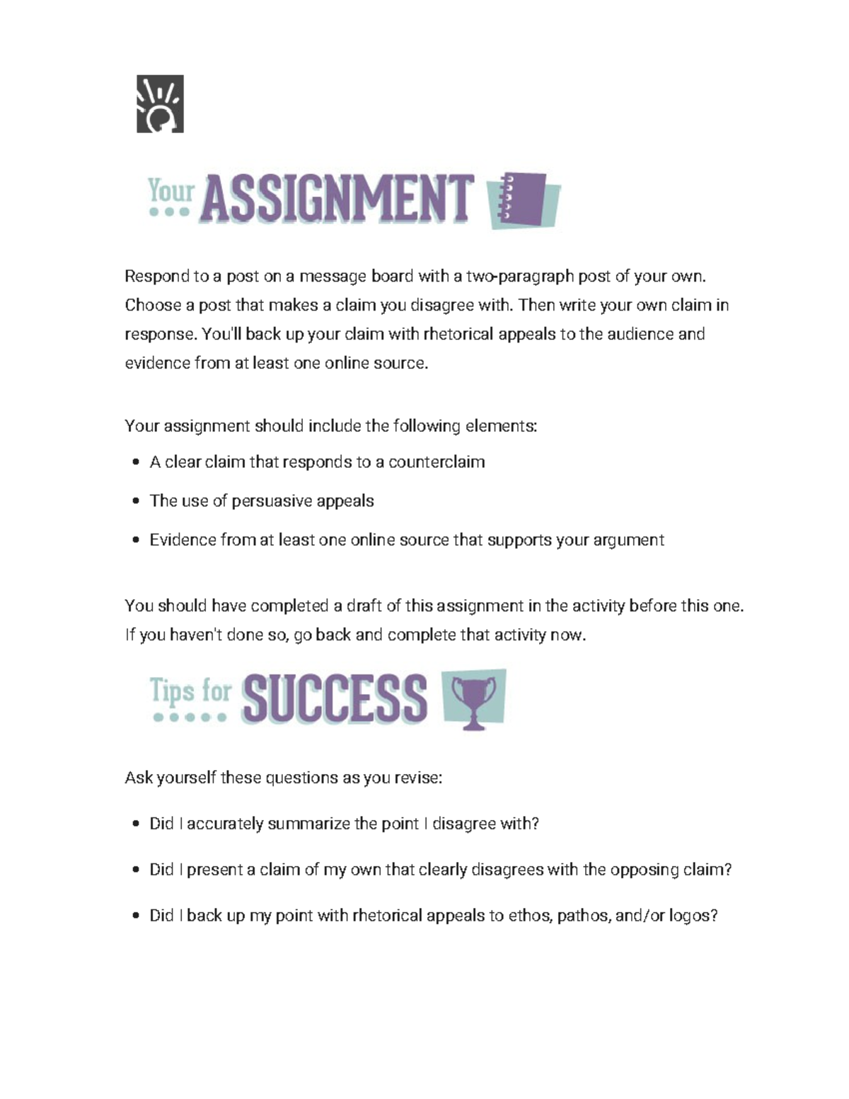 1.2.9 Practice - Complete Your Assignment (Practice) - Respond to a ...
