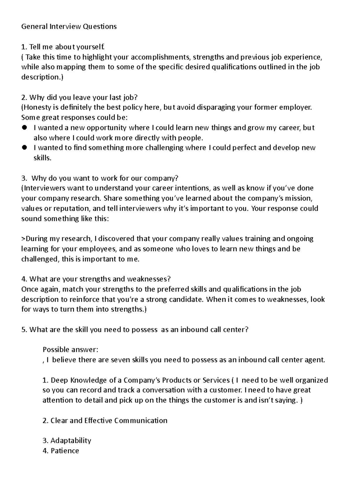 General-Interview-Questions - General Interview Questions Tell me about ...