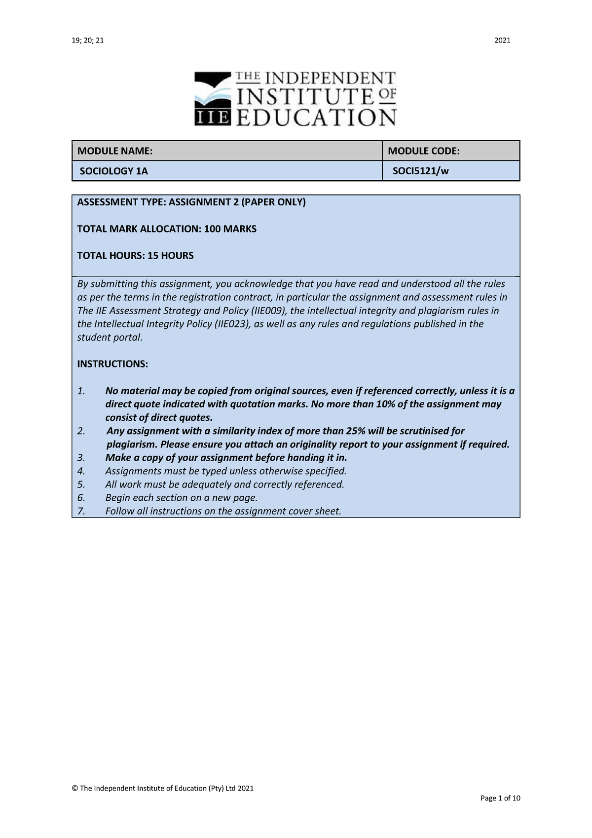 introduction to sociology assignment