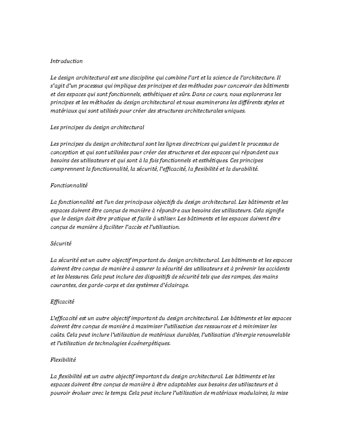 Architectural Design note study Introduction Le design architectural