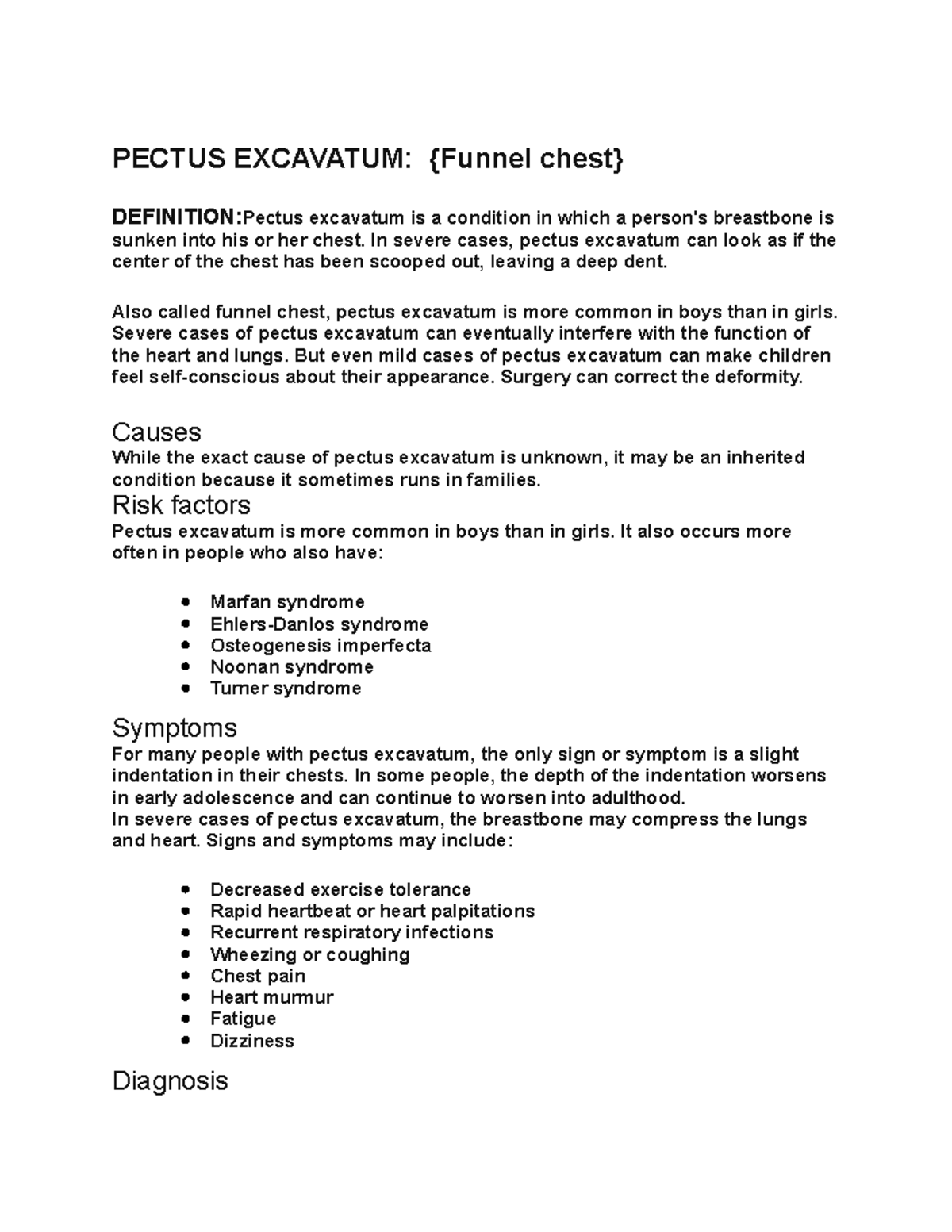 Pectus Excavatum PECTUS EXCAVATUM {Funnel chest} DEFINITIONPectus