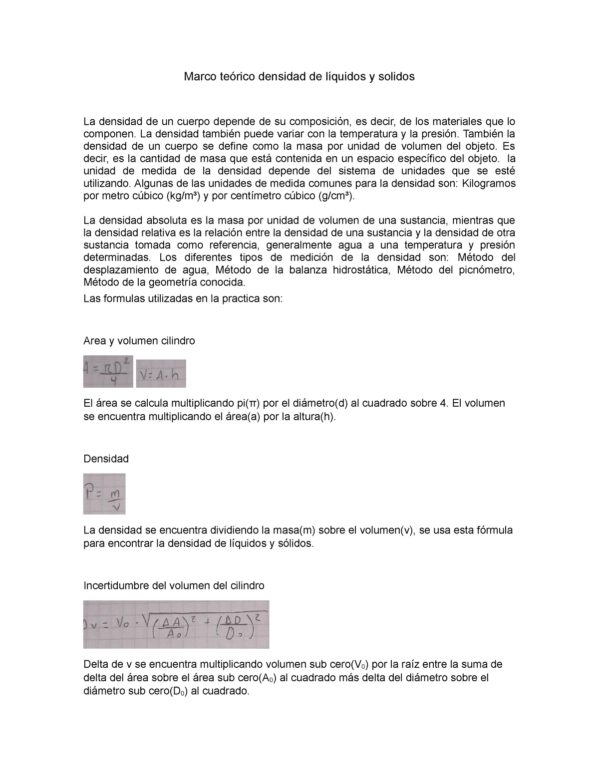 Marco Teórico Densidad De Líquidos Y Solidos Marco Teórico Densidad De Líquidos Y Solidos La 8413