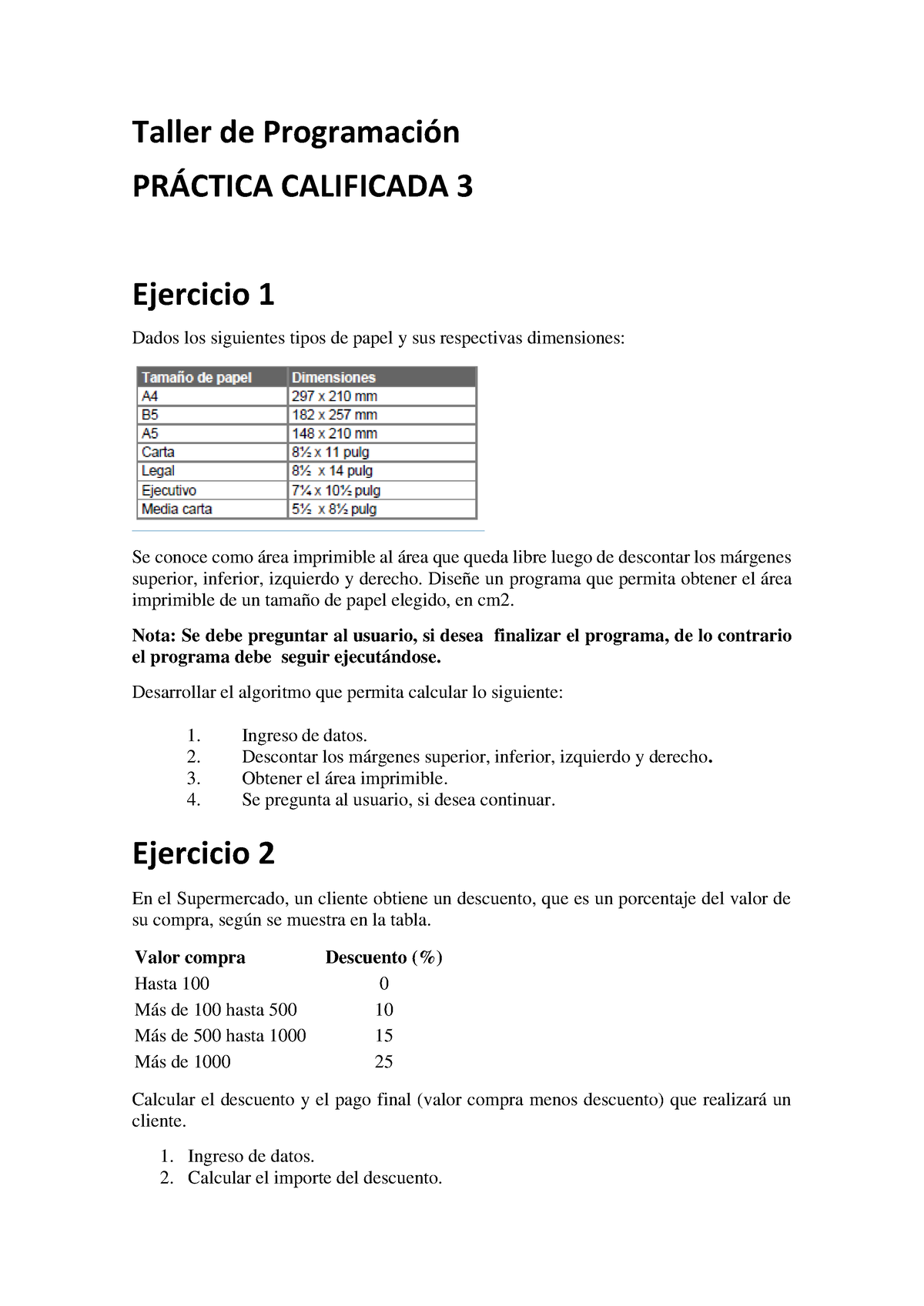 Tp Pc3 Práctica Calificada 3 Taller De Programación PrÁctica Calificada 3 Ejercicio 1 5734