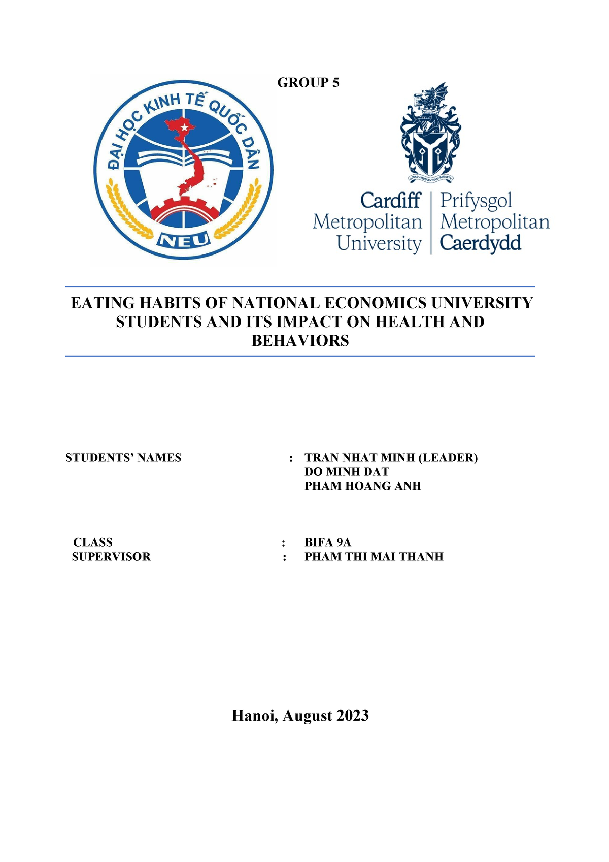 Eating Habits OF NEU Students AND ITS Impact ON Health AND Behaviors ...