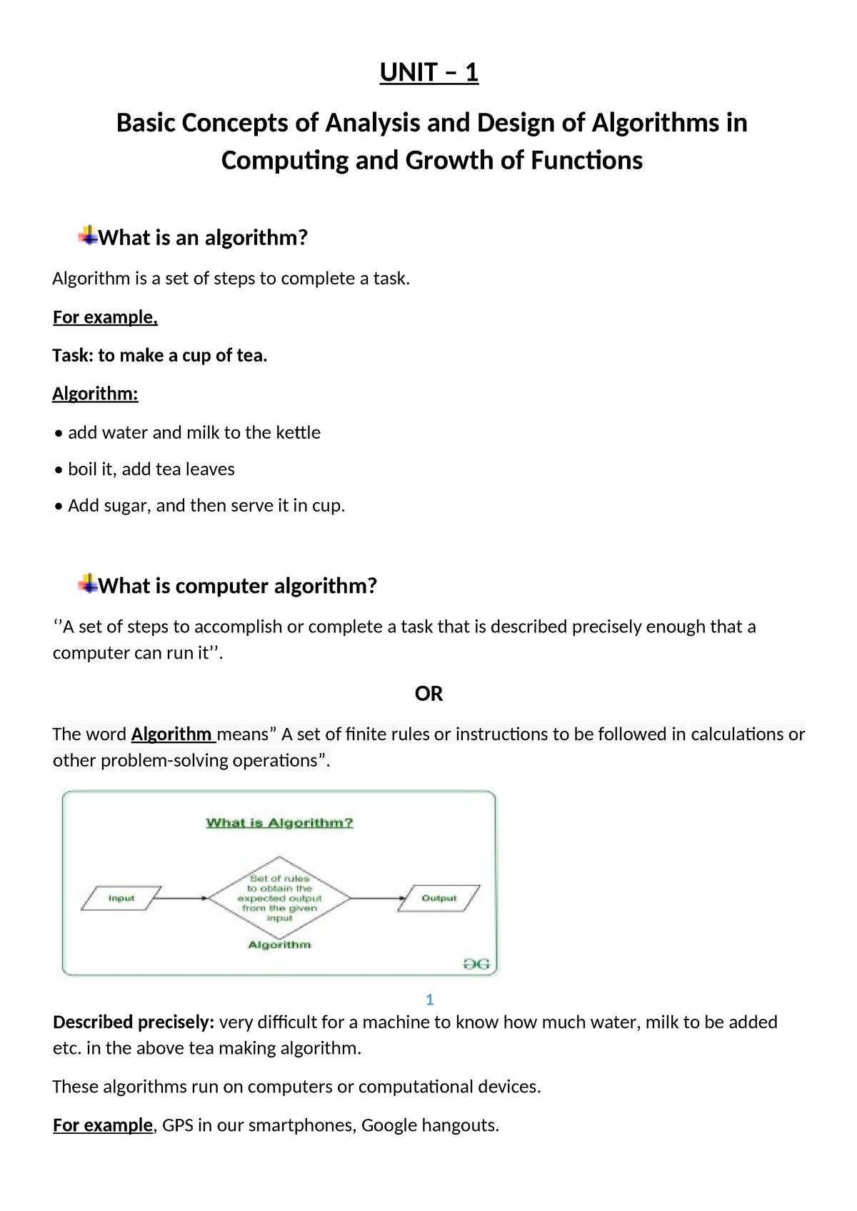 DAA UNIT1 1 - Notes - UNIT – 1 Basic Concepts Of Analysis And Design Of ...