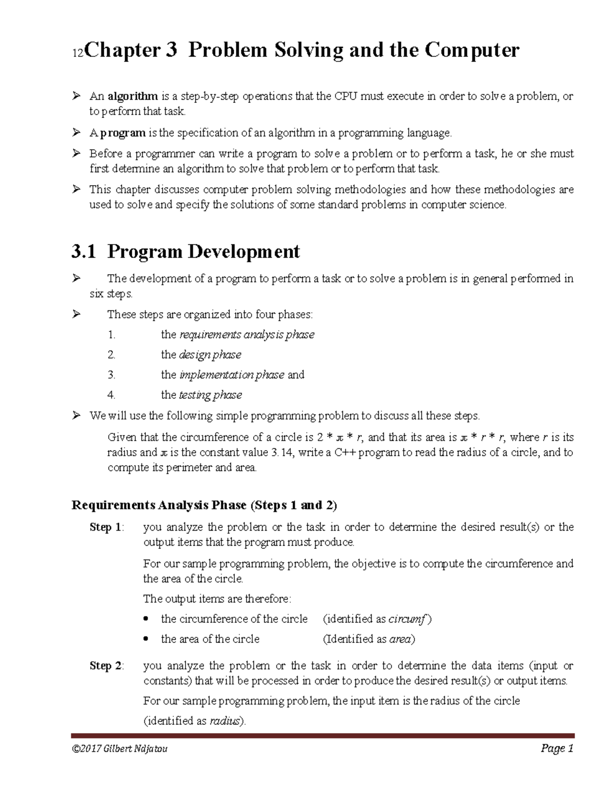 CS2300-chapter 3-Notes - 12 Chapter 3 Problem Solving And The Computer ...