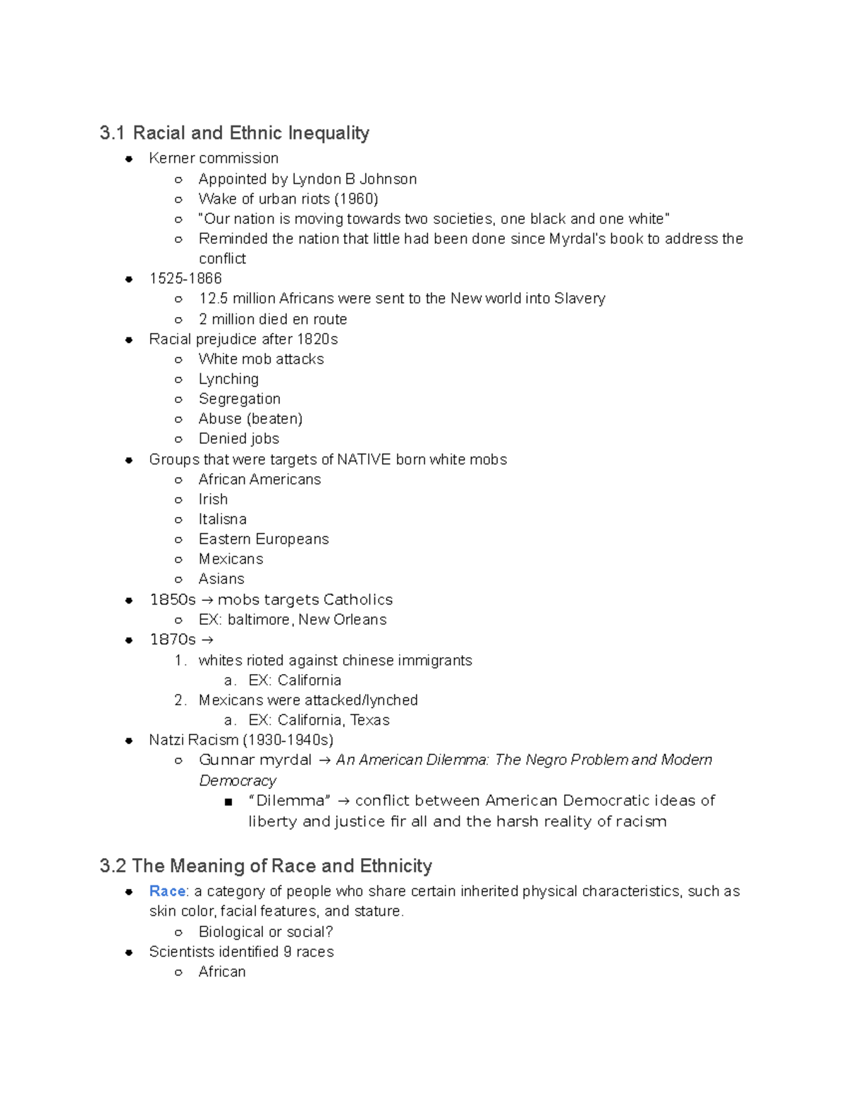 Chapter 3 SOCI1251W reading material notes 2022/2023 3 Racial and